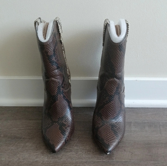 Two-Tone Snakeskin Booties - Picture 2 of 4